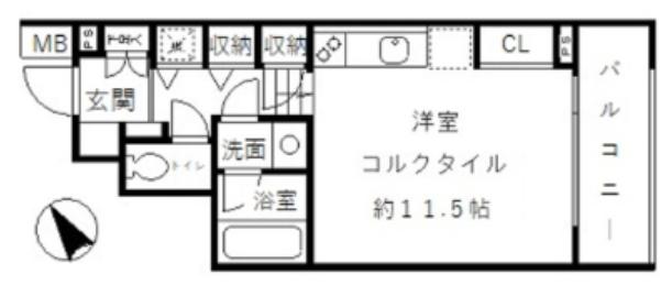 コリーヌ白銀(ワンルーム/3階)の間取り写真