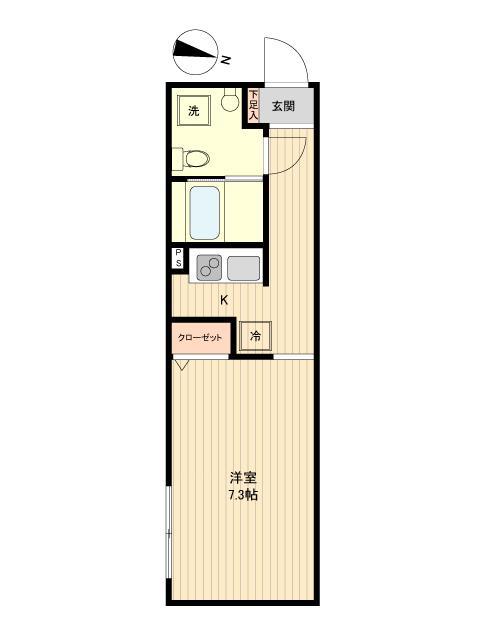 GC用賀(1K/4階)の間取り写真