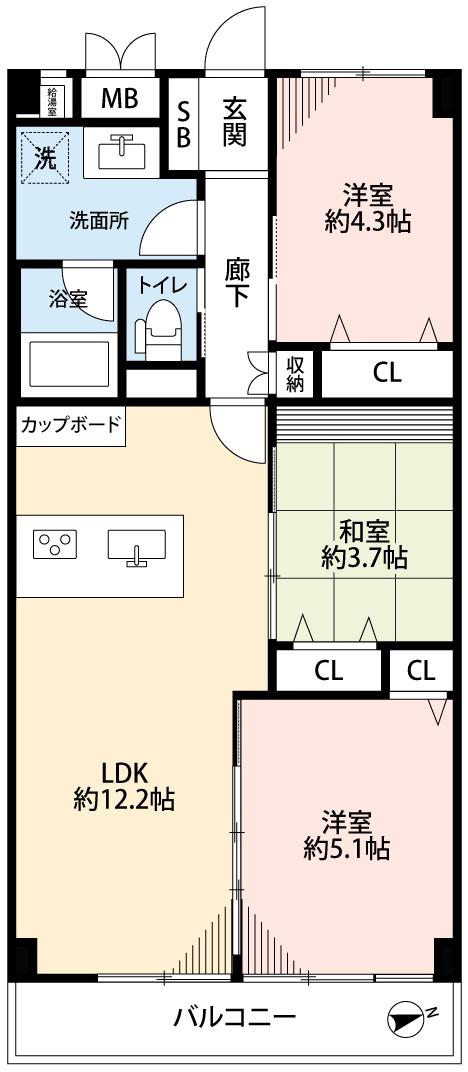 亀戸天神ガーデニア(3LDK/5階)の間取り写真