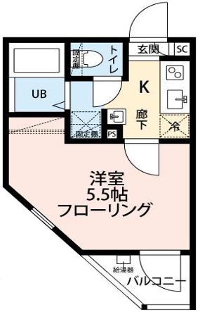 グランクオール潮見(1K/2階)の間取り写真