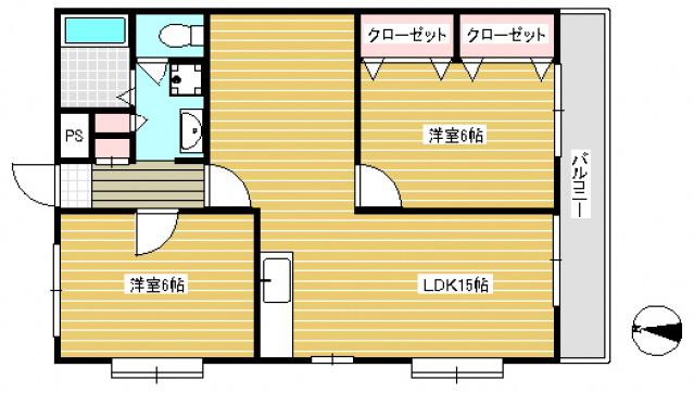エル・スール日吉(2LDK/3階)の間取り写真