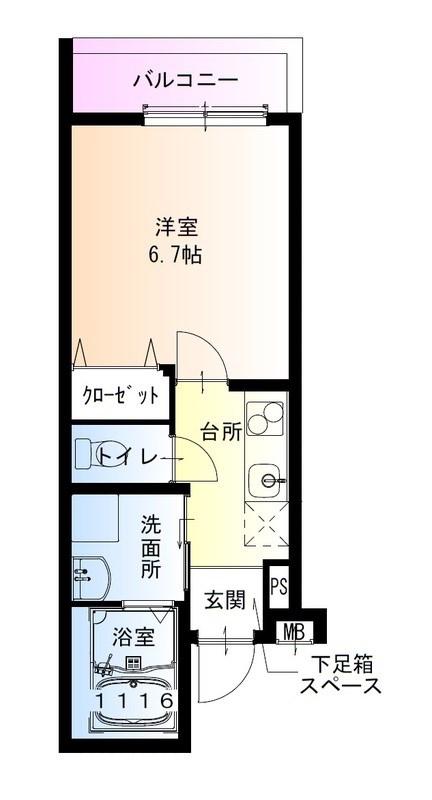 フジパレス尼崎東園田イースト(1K/1階)の間取り写真