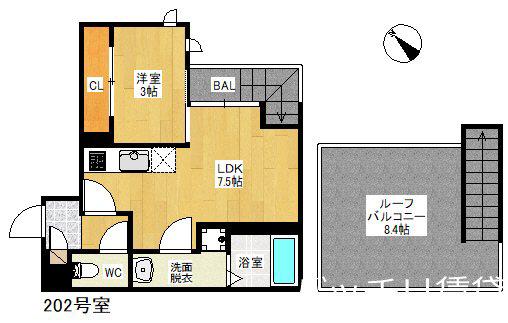 GRANDTIC 千代県庁口駅前(1LDK/2階)の間取り写真