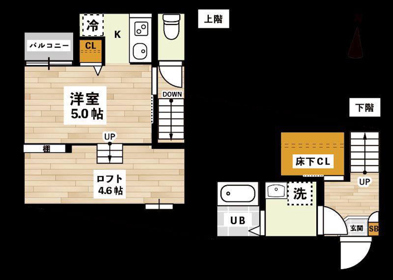 ADC飯塚SARA(1K/1階)の間取り写真