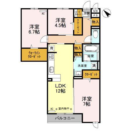 クレードルわかば(3LDK/3階)の間取り写真
