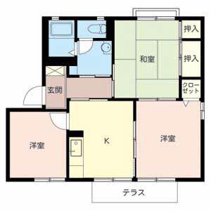 ガーデンハイツ緑ヶ丘 C棟(3DK/1階)の間取り写真