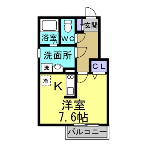 ベルセ常滑(ワンルーム/2階)の間取り写真