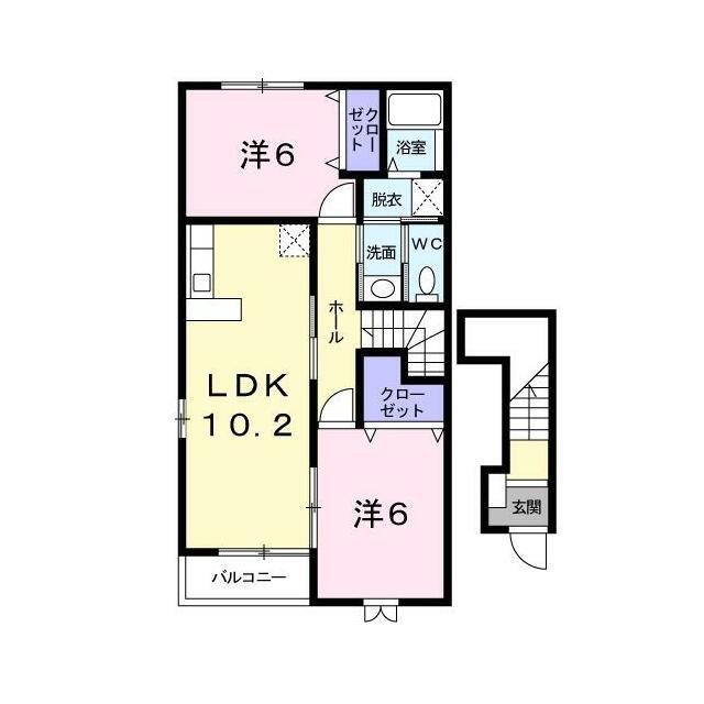 シーエムケーハイムA(2LDK/2階)の間取り写真