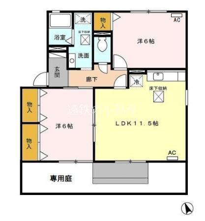 サンヴェール(2LDK/1階)の間取り写真