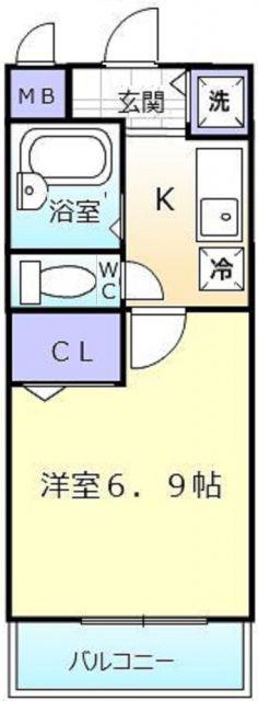 ラパス高倉台(1K/1階)の間取り写真