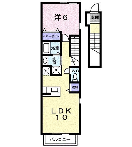 メゾン エストB(1LDK/2階)の間取り写真
