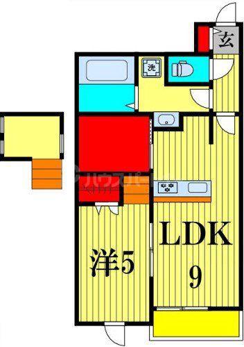 グラフィオB(1SLDK/1階)の間取り写真