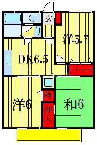 グランドールII(3DK/1階)の間取り写真