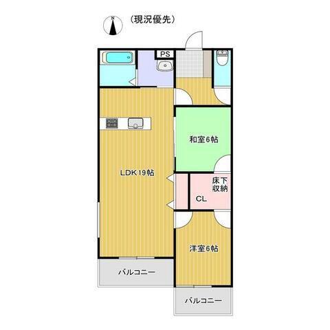 シェ・モア・ドーヴィル(2LDK/2階)の間取り写真
