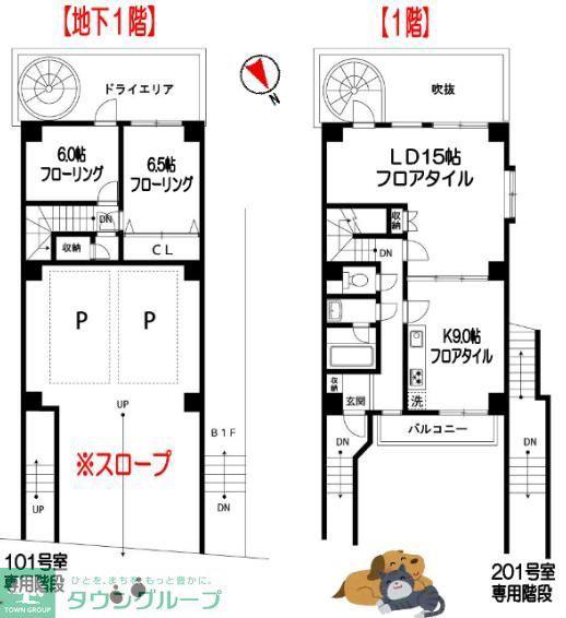 下馬アネックス(2LDK/B1階)の間取り写真