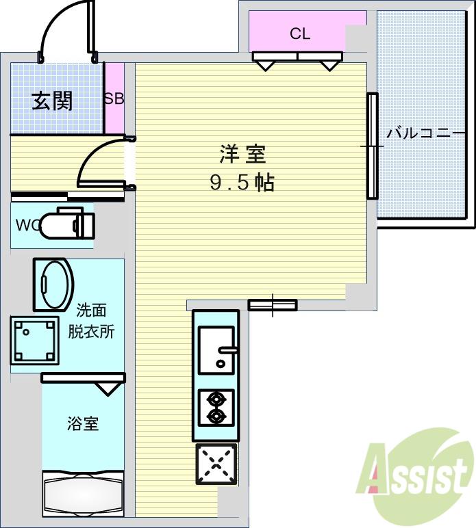 ベルグラン池田(ワンルーム/1階)の間取り写真