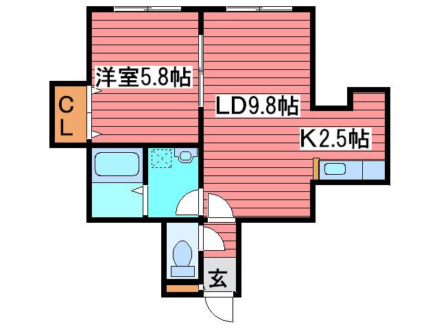 アメニティーヒル(1LDK/2階)の間取り写真