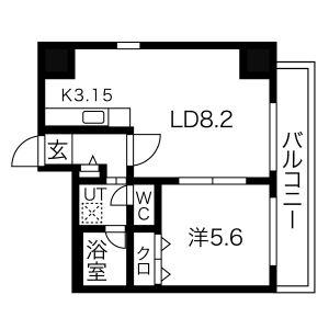 クレインコート(1LDK/6階)の間取り写真