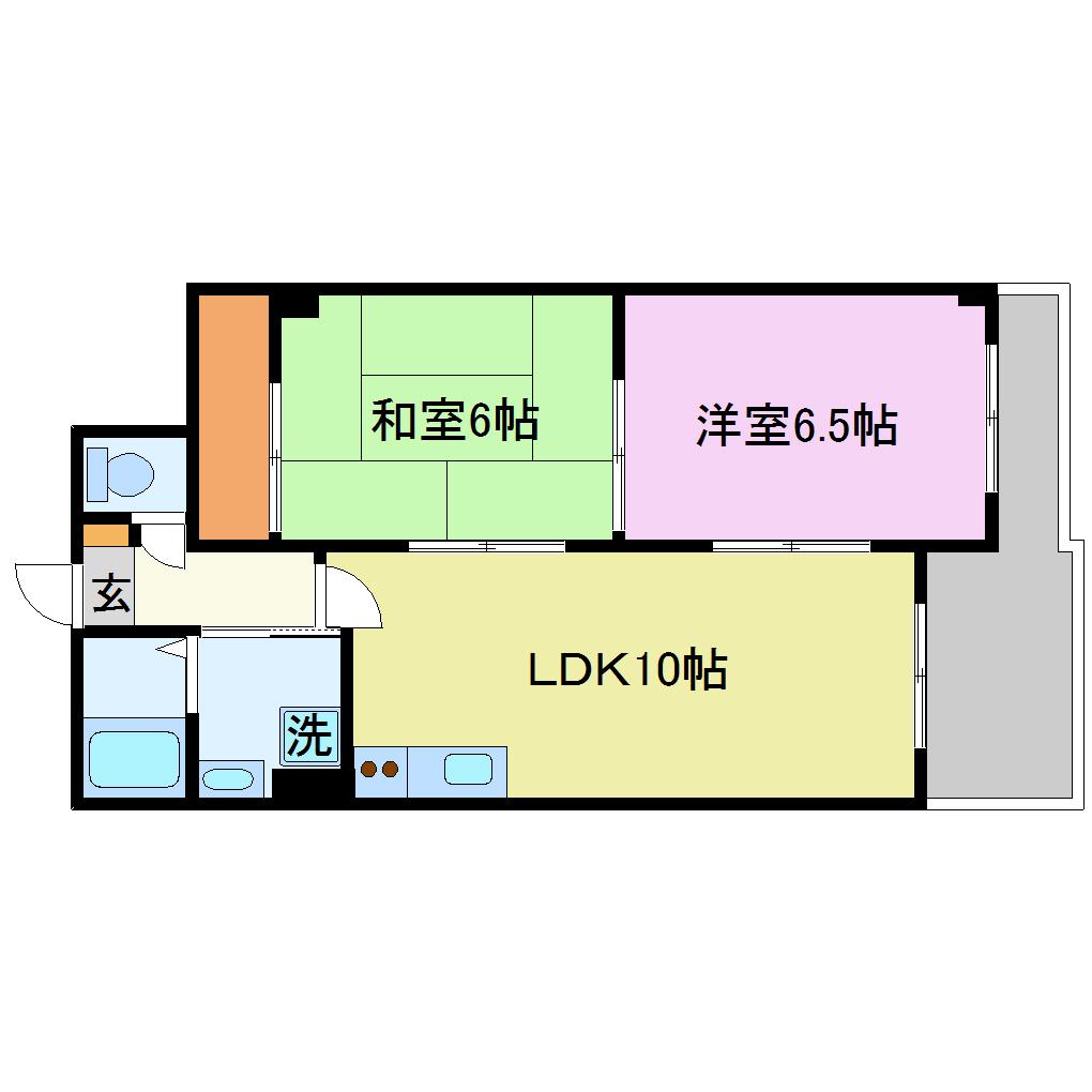 エスポワール桃栄(2LDK/3階)の間取り写真