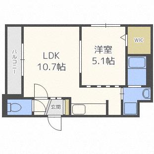 グランメール新道東駅I(1LDK/3階)の間取り写真