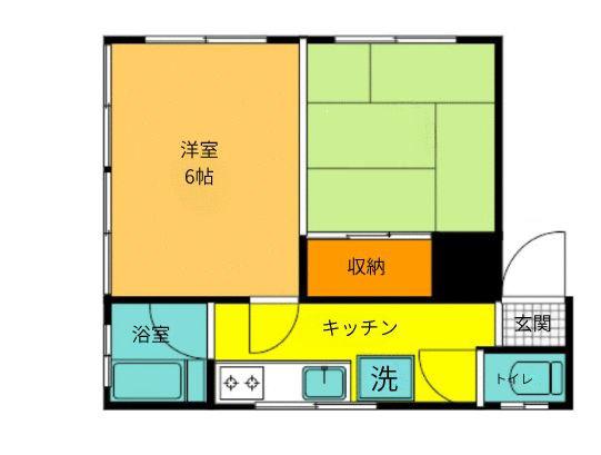 高木ビル(2K/4階)の間取り写真