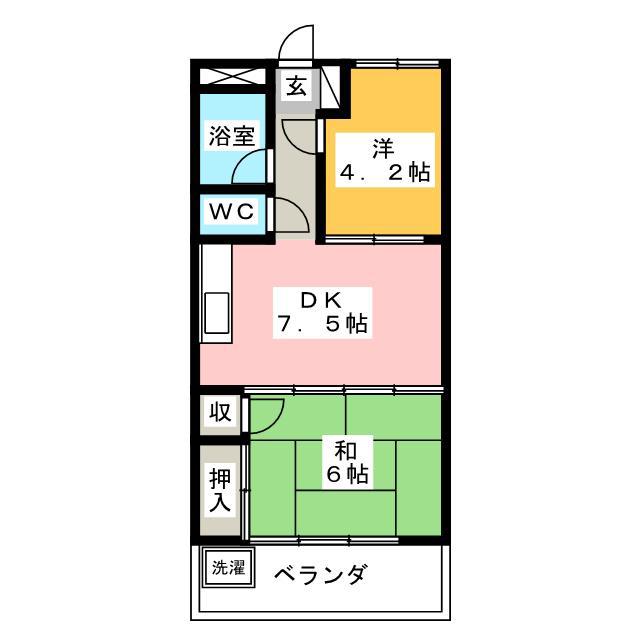 マロンクレール(2DK/4階)の間取り写真