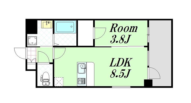 エスリード江坂アルテリア(1LDK/3階)の間取り写真