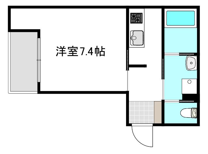 AZUR舟入南(1K/1階)の間取り写真
