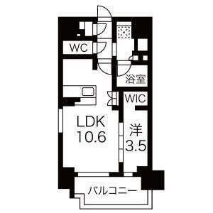 プレサンス ロジェ 大須 白川公園(1LDK/6階)の間取り写真