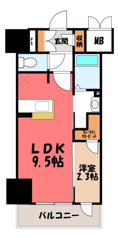 グラン・ルポ高崎(1LDK/12階)の間取り写真