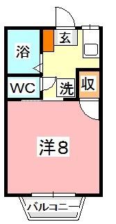 キッコウハイネス A(1K/2階)の間取り写真