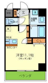 ONLYONE三田(ワンルーム/7階)の間取り写真