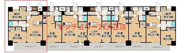 LOUIS RESIDENCE弁天町(1SLDK/7階)の間取り写真