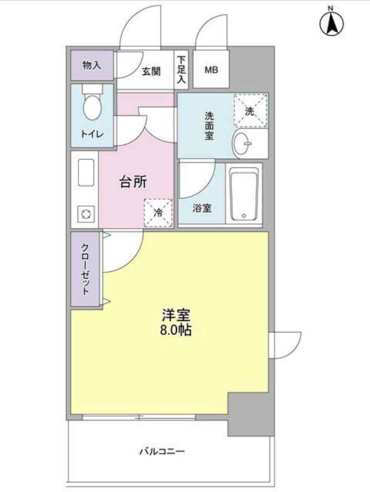 セレーノ品川(1K/4階)の間取り写真