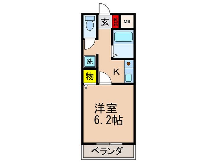 アルファクラージュくずは(1K/1階)の間取り写真