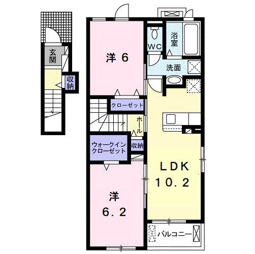 ルピナス(2LDK/2階)の間取り写真