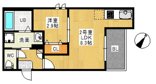 REGALEST 中須(1LDK/1階)の間取り写真