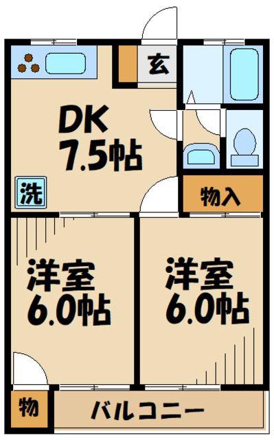第一ドリームハイツ(2DK/1階)の間取り写真
