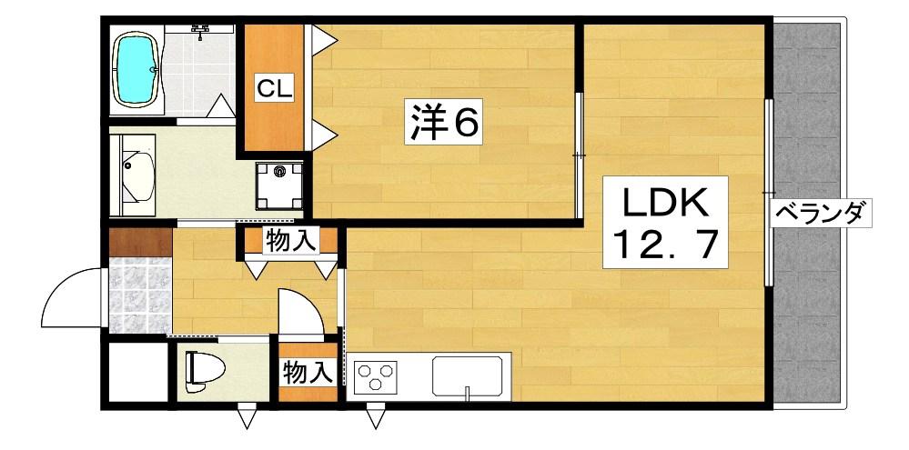 メゾンレヴナ木田町(1LDK/2階)の間取り写真