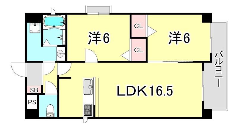 エクセレンス藤井(2LDK/4階)の間取り写真