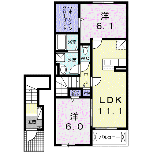 リヴァーサ御堀I(2LDK/2階)の間取り写真