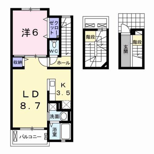 グランツ旭(1LDK/3階)の間取り写真