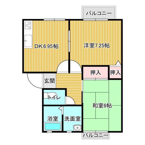 Nミレニアム(2DK/2階)の間取り写真