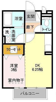 ルミエール吉川(1DK/2階)の間取り写真