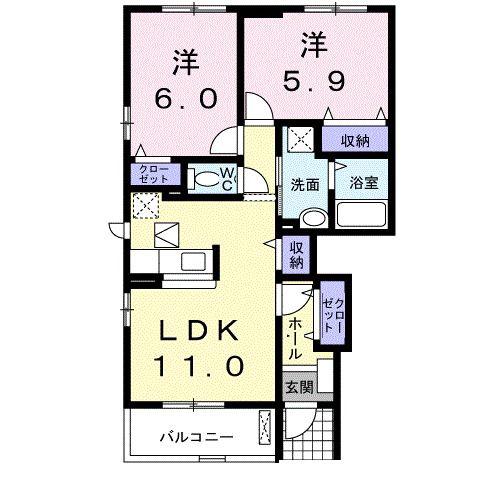 パークウエスト(2LDK/1階)の間取り写真