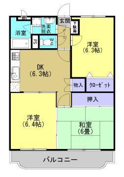 フルールM(3DK/1階)の間取り写真