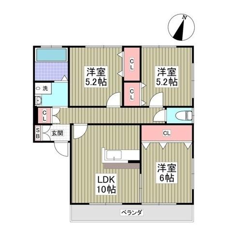 ハニーハウス(3LDK/2階)の間取り写真