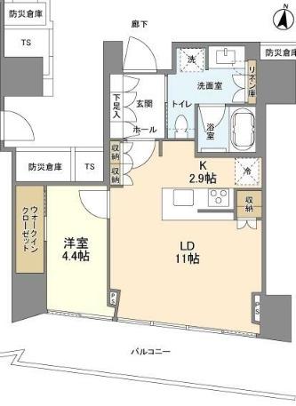 BRILLIA TOWER堂島(1LDK/6階)の間取り写真