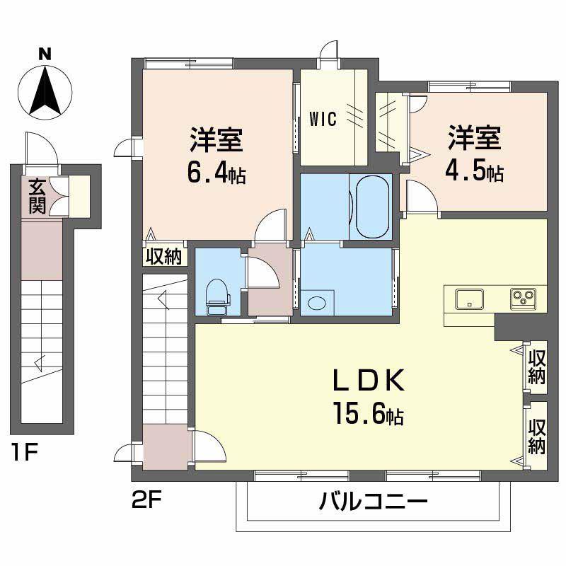 シャーメゾン上泉(2LDK/2階)の間取り写真