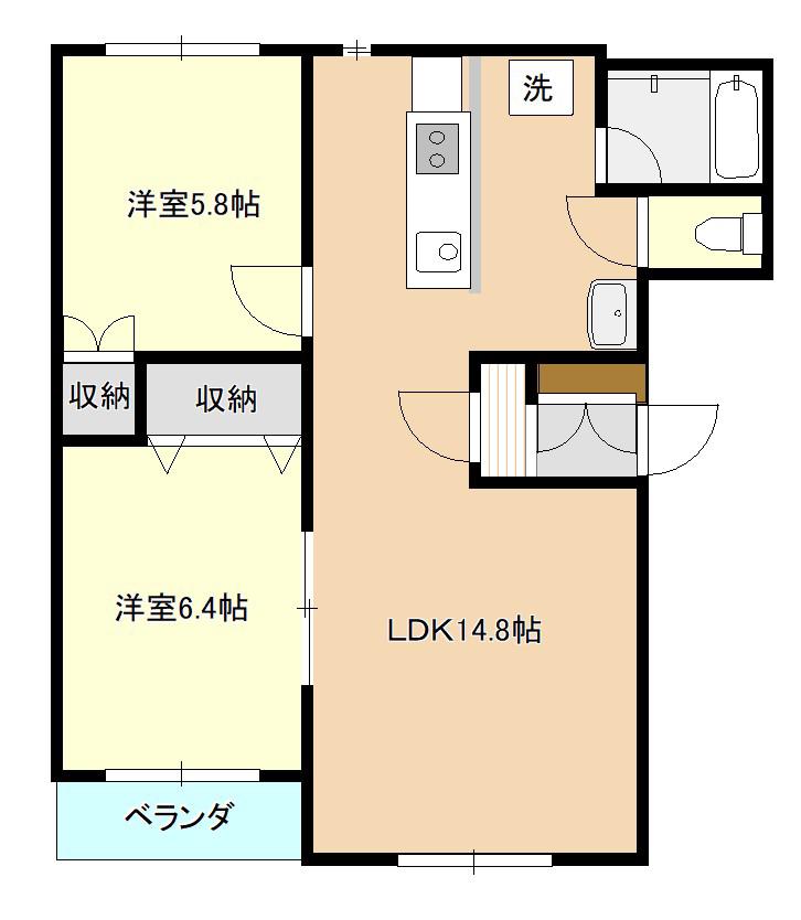 レオ・グランコート有明(2LDK/1階)の間取り写真